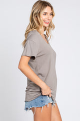 Taupe Scoop Neck Basic Tee