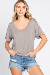 Taupe Scoop Neck Basic Maternity Tee