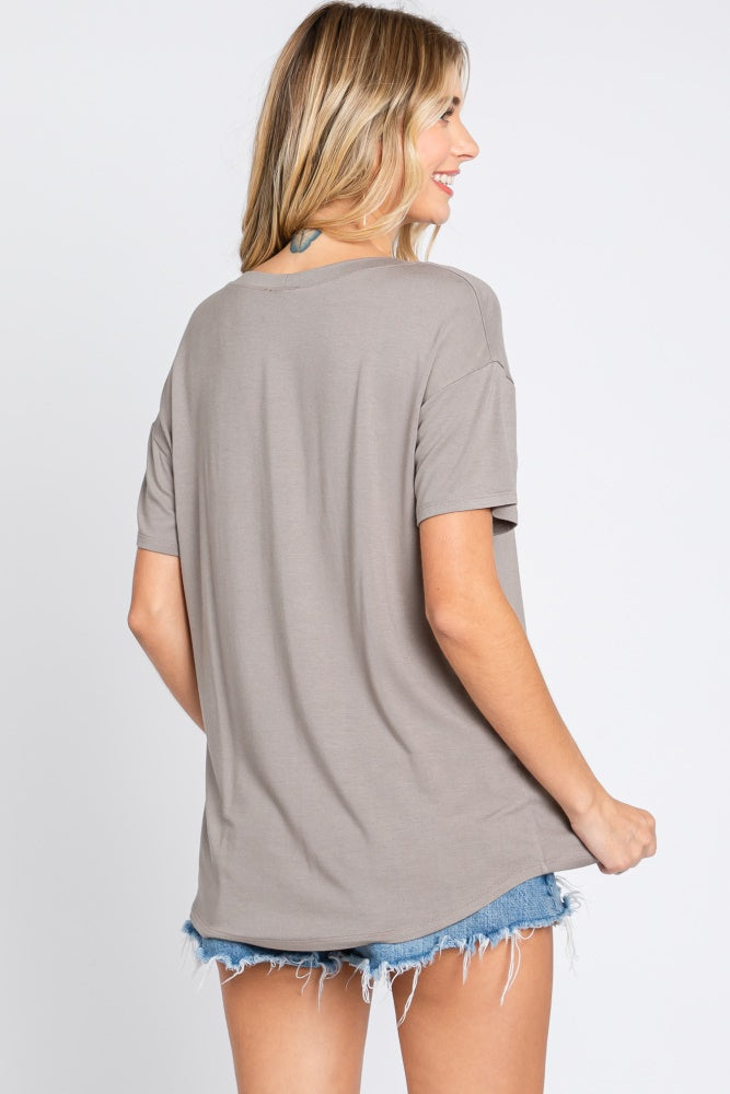 Taupe Scoop Neck Basic Tee