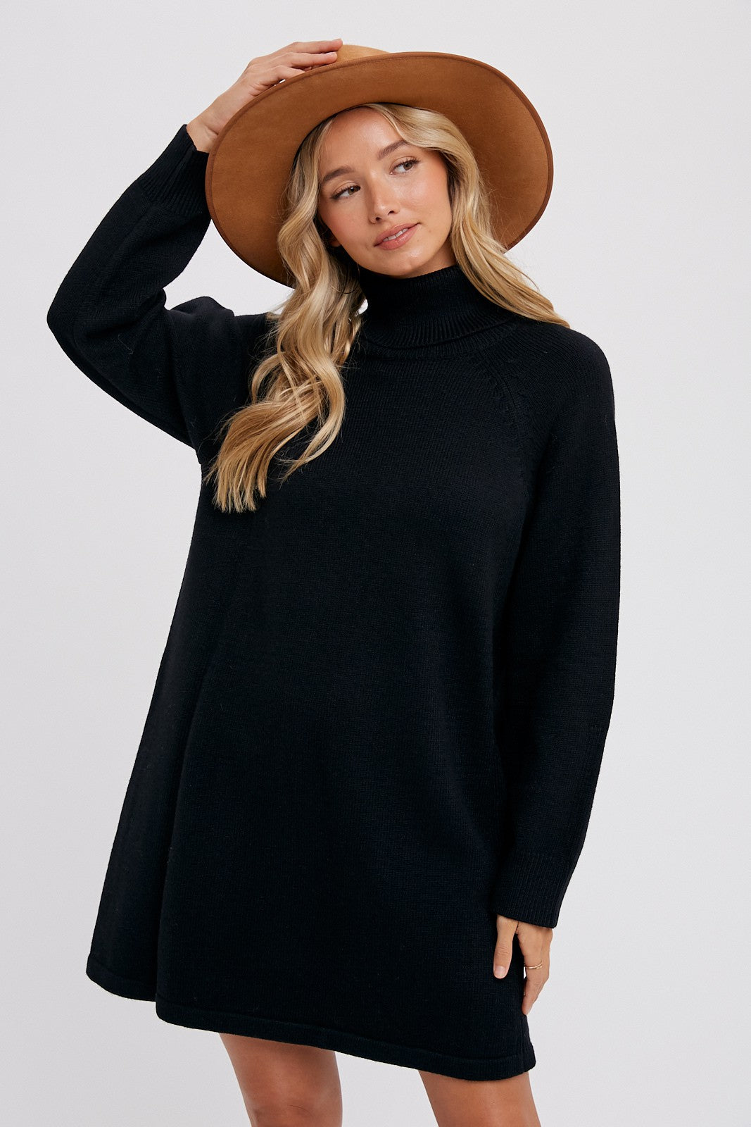 Black Turtleneck Long Sleeve Sweater Dress PinkBlush Black Turtleneck Long Sleeve Sweater Dress PinkBlush