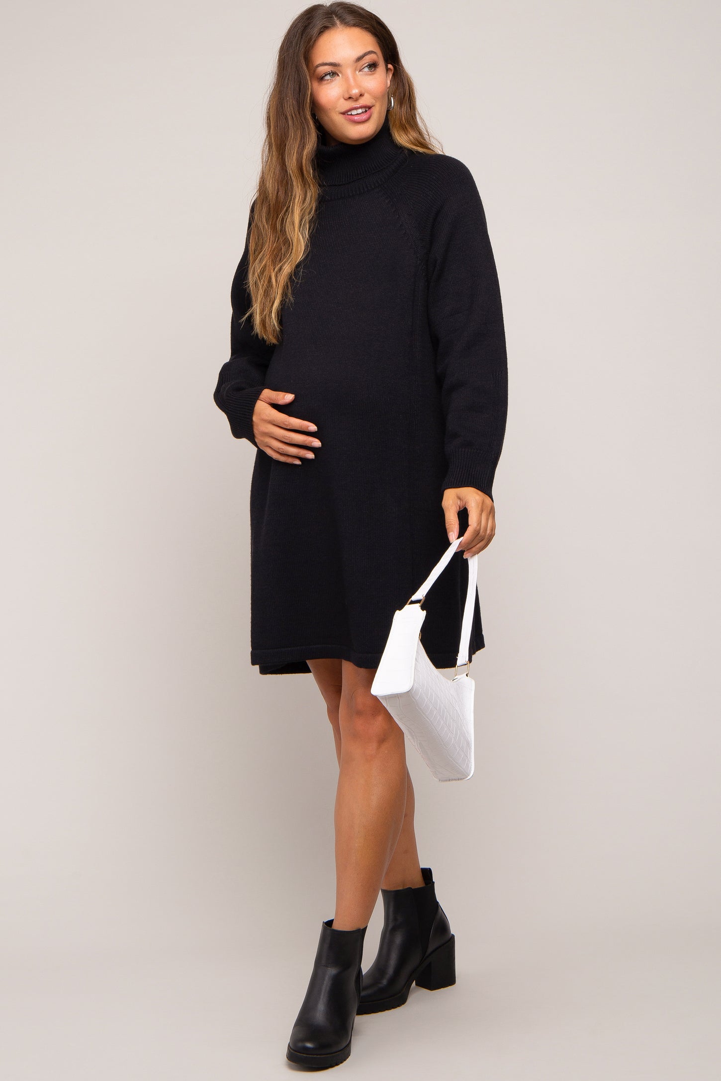 black turtleneck maternity dress Blake Dress