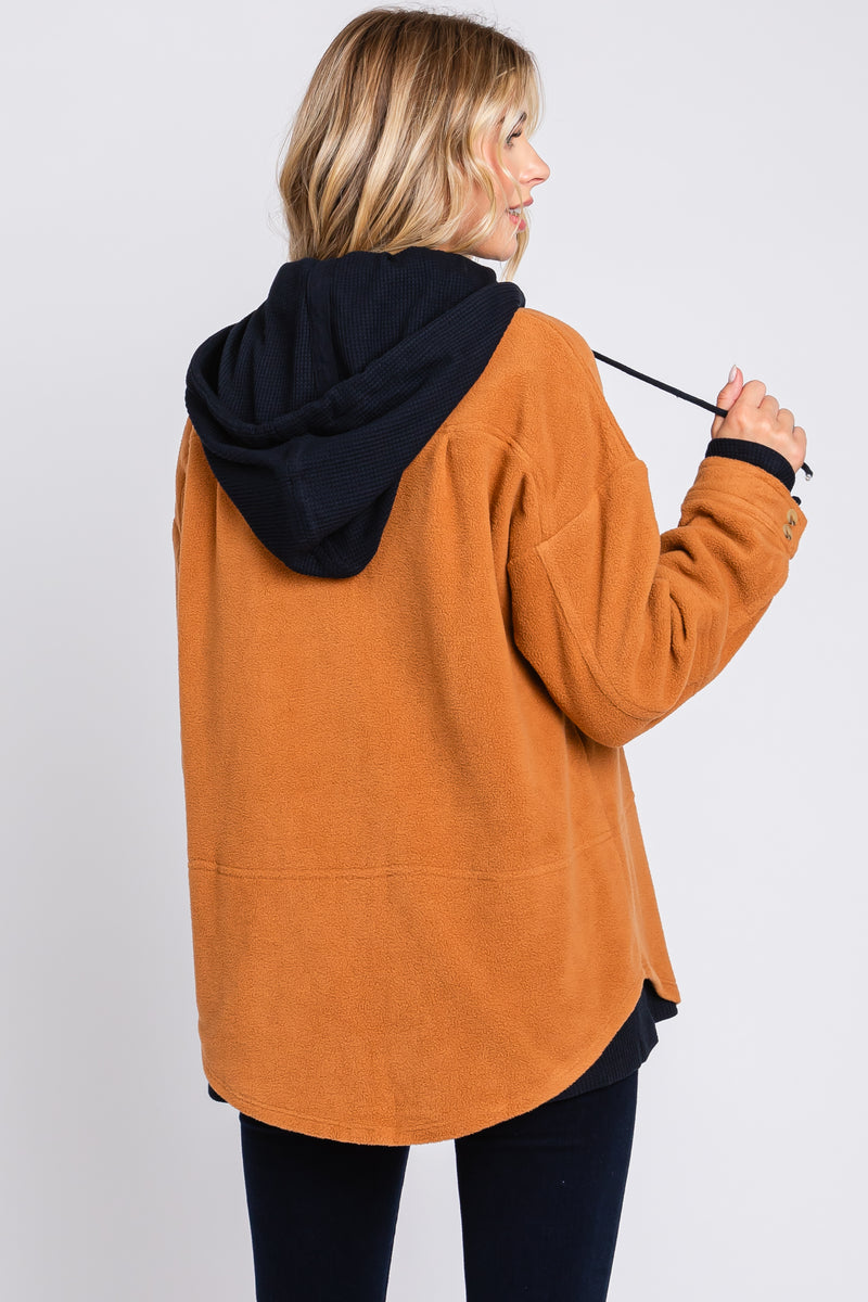 Camel Soft Hooded Shacket – PinkBlush