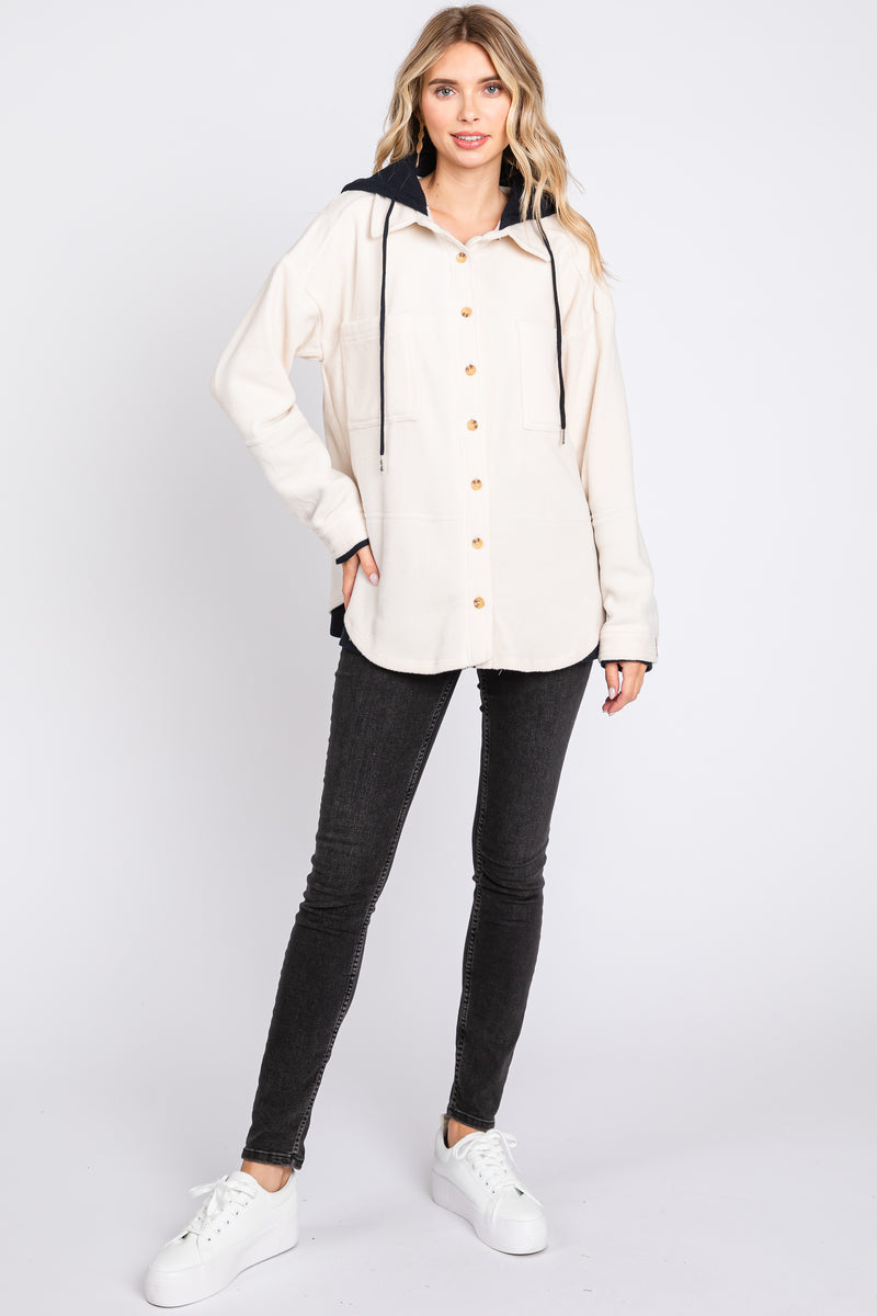 Ivory Soft Hooded Shacket – PinkBlush