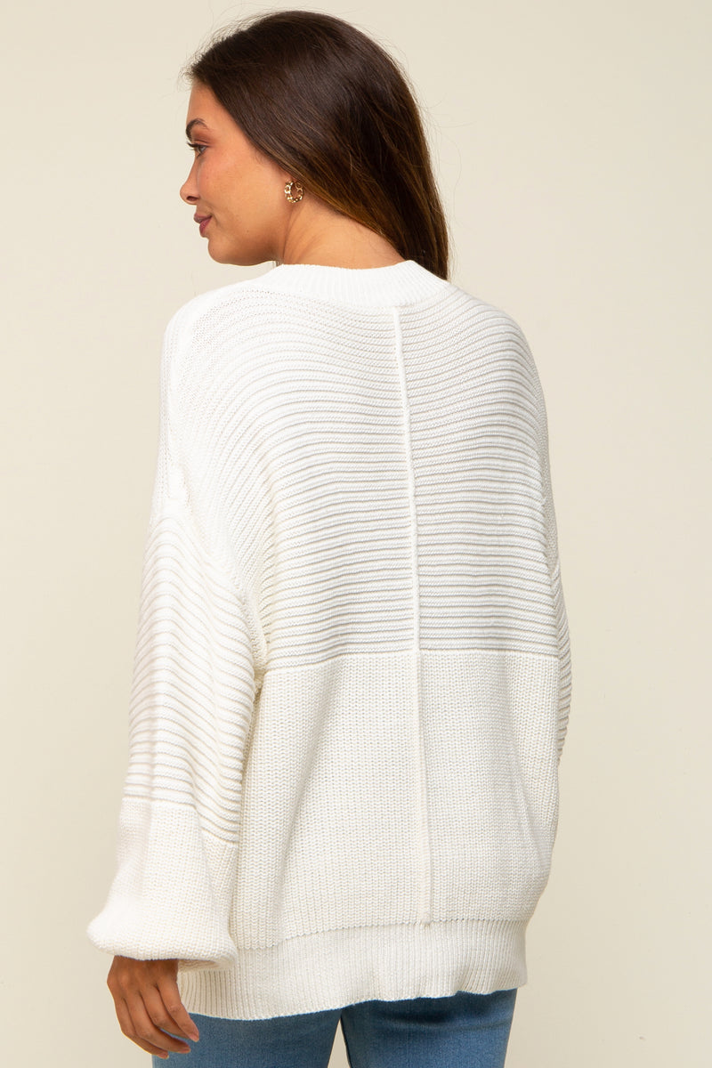 White Ribbed Maternity Sweater – PinkBlush