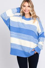 Blue Brushed Striped Maternity Sweater