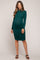 Green Ribbed Mock Neck Ruched Long Sleeve Maternity Dress