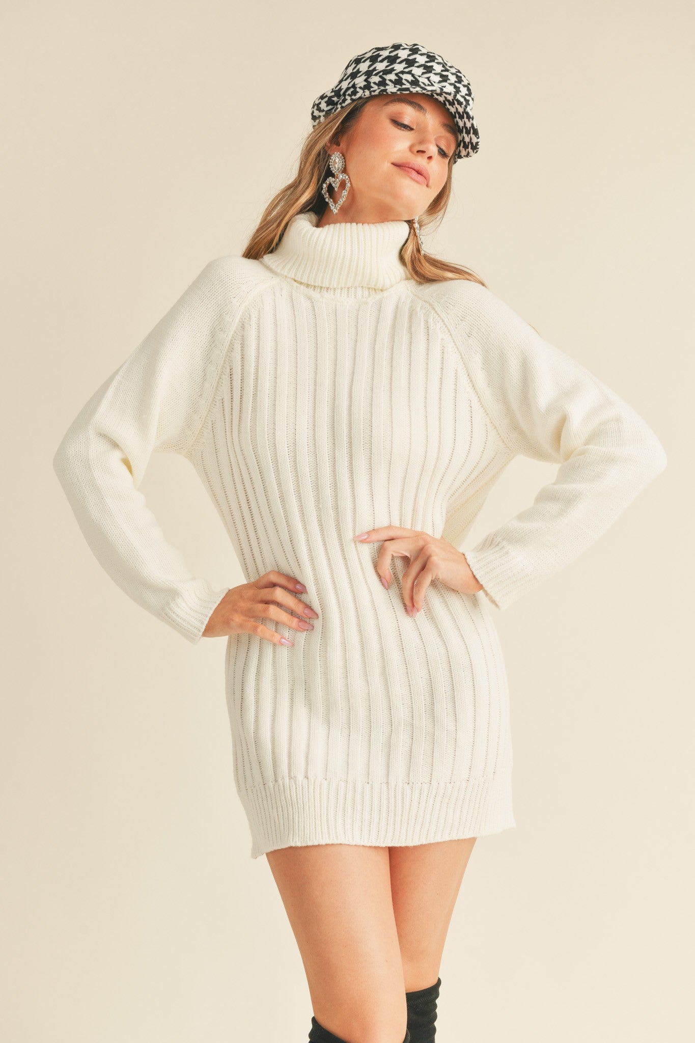 Ivory Turtleneck Maternity Sweater Dress PinkBlush Ivory Turtleneck Maternity Sweater Dress PinkBlush