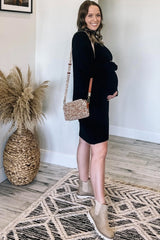 Black Turtleneck Maternity Sweater Dress