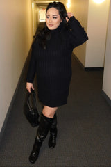 Black Turtleneck Maternity Sweater Dress