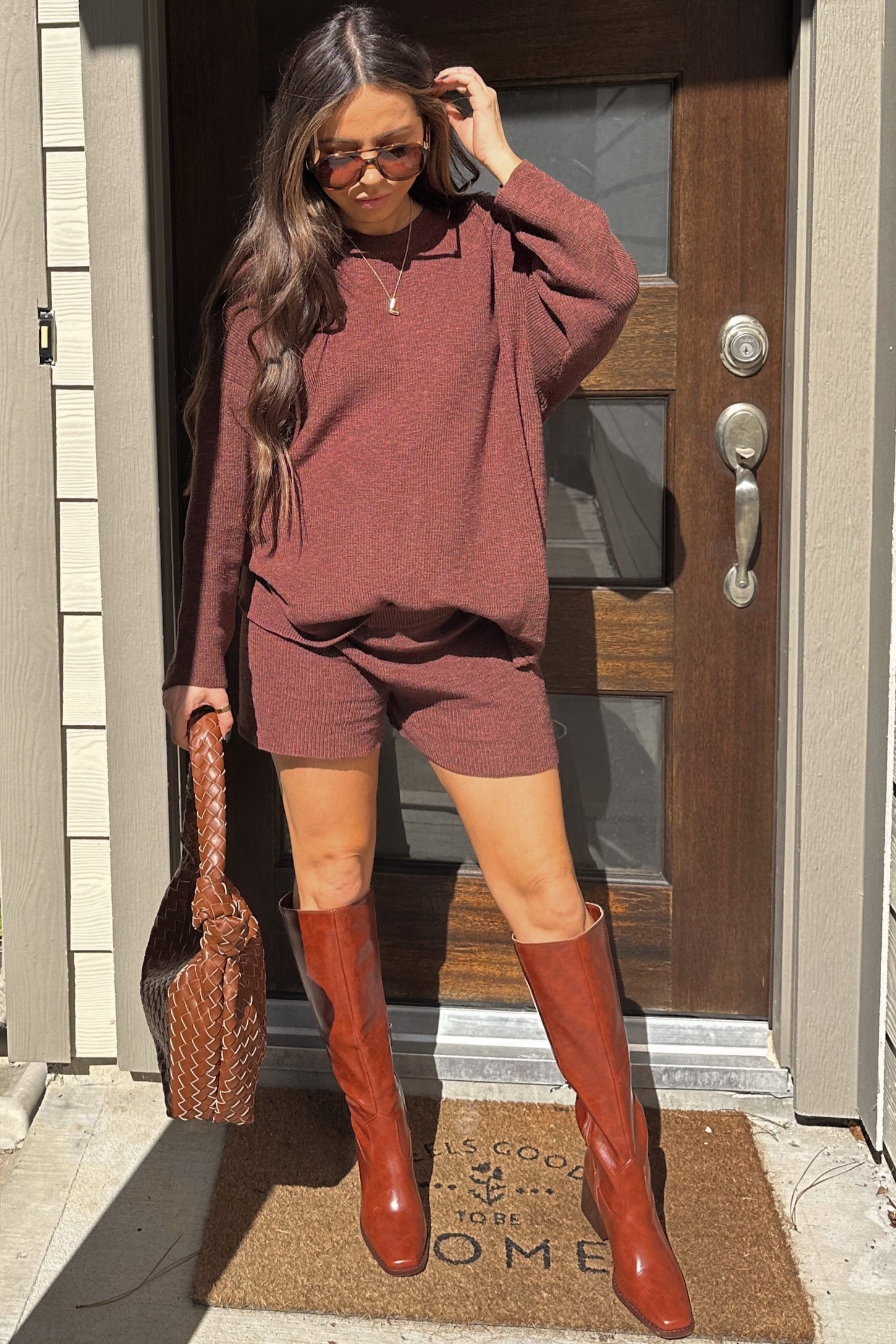 Brown Sweater and Short Maternity Set