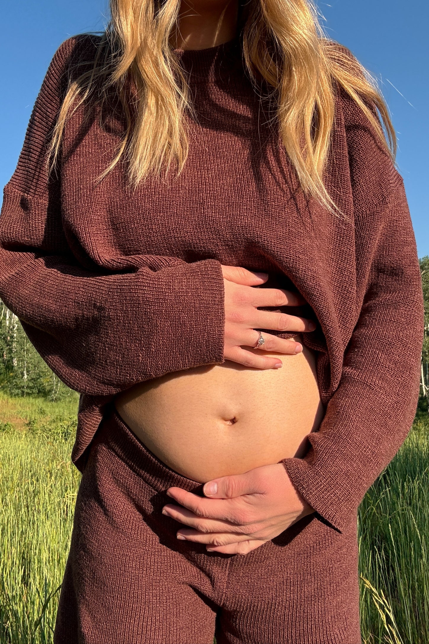 Brown Sweater and Short Maternity Set