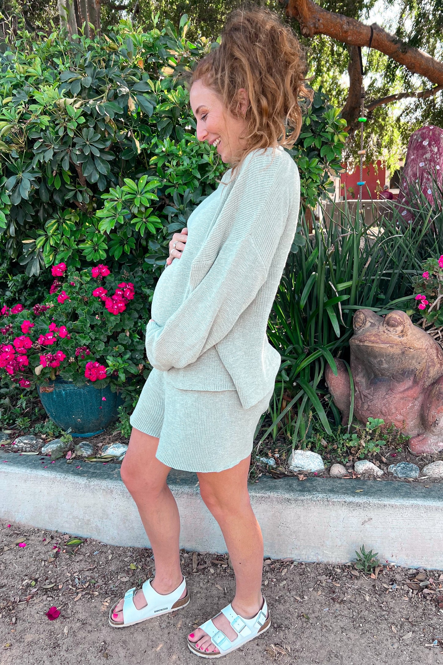 Sage Short Sleeve Front Pocket Tunic Maternity Top