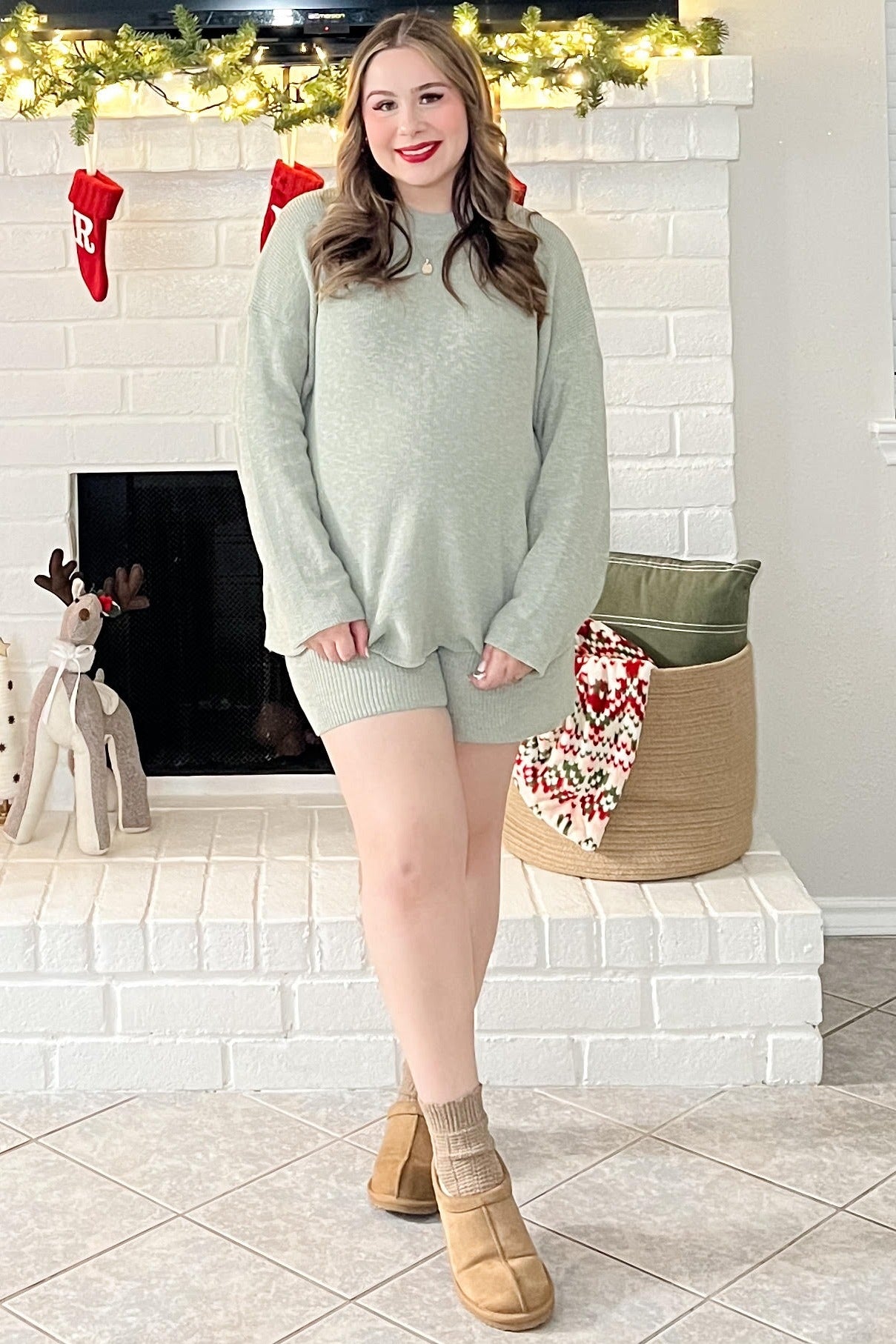 Sage Sweater and Short Maternity Set