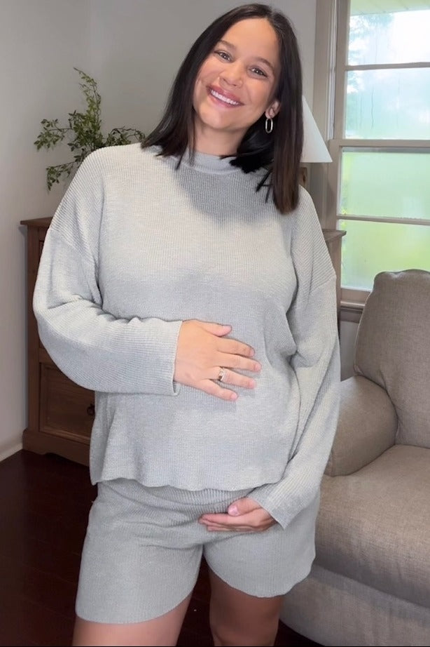Sage Sweater and Short Maternity Set