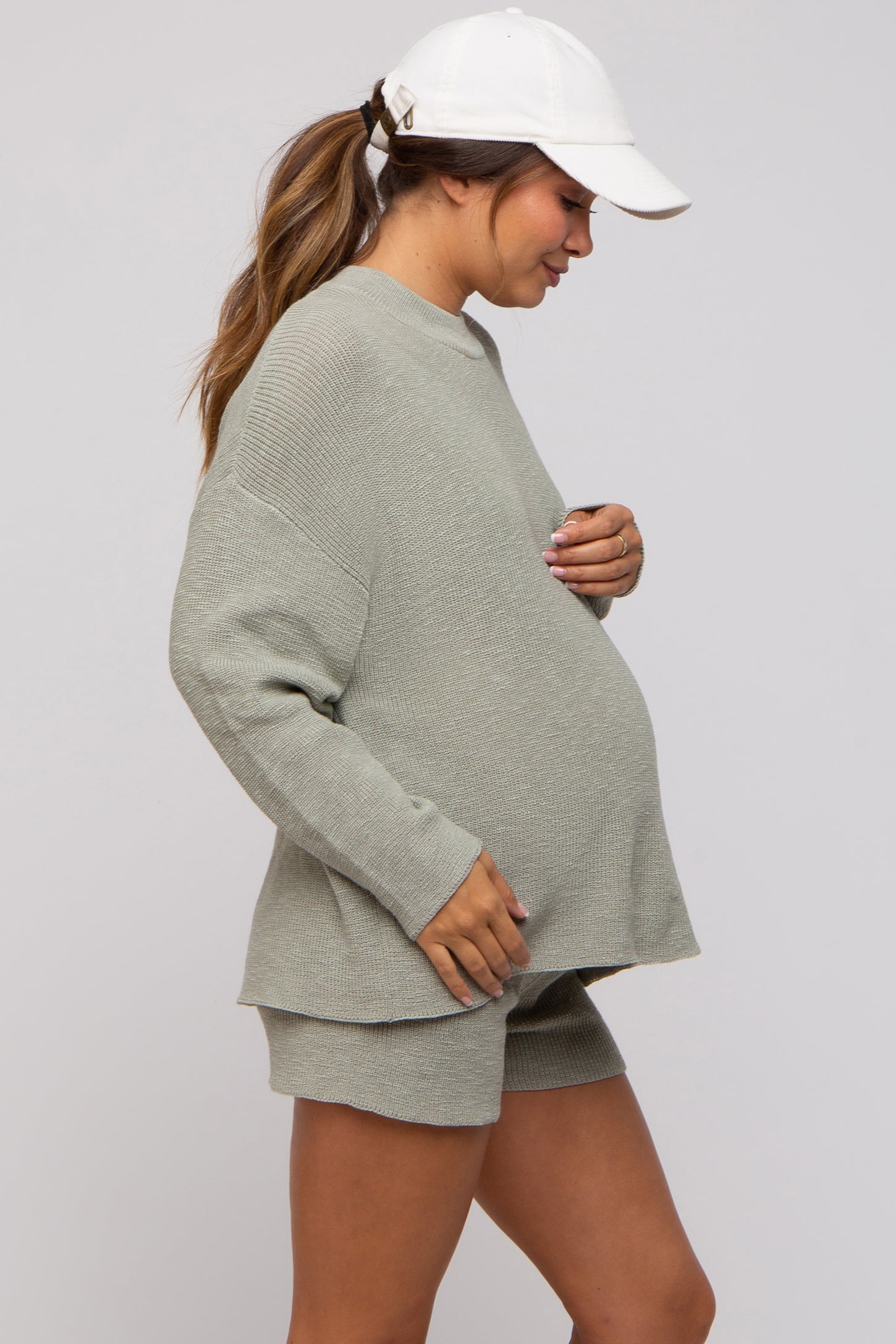 Sage Short Sleeve Front Pocket Tunic Maternity Top main image 1