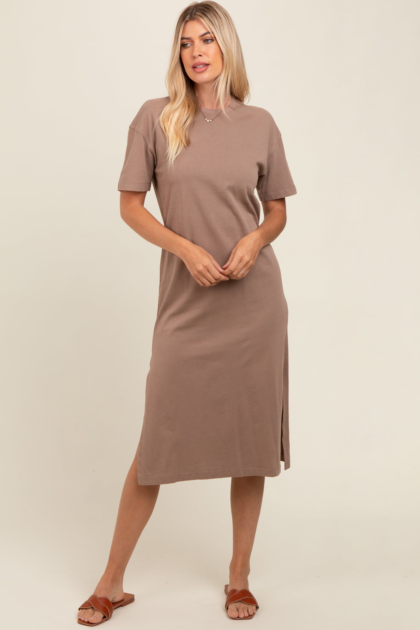 Taupe T-Shirt Midi Dress
