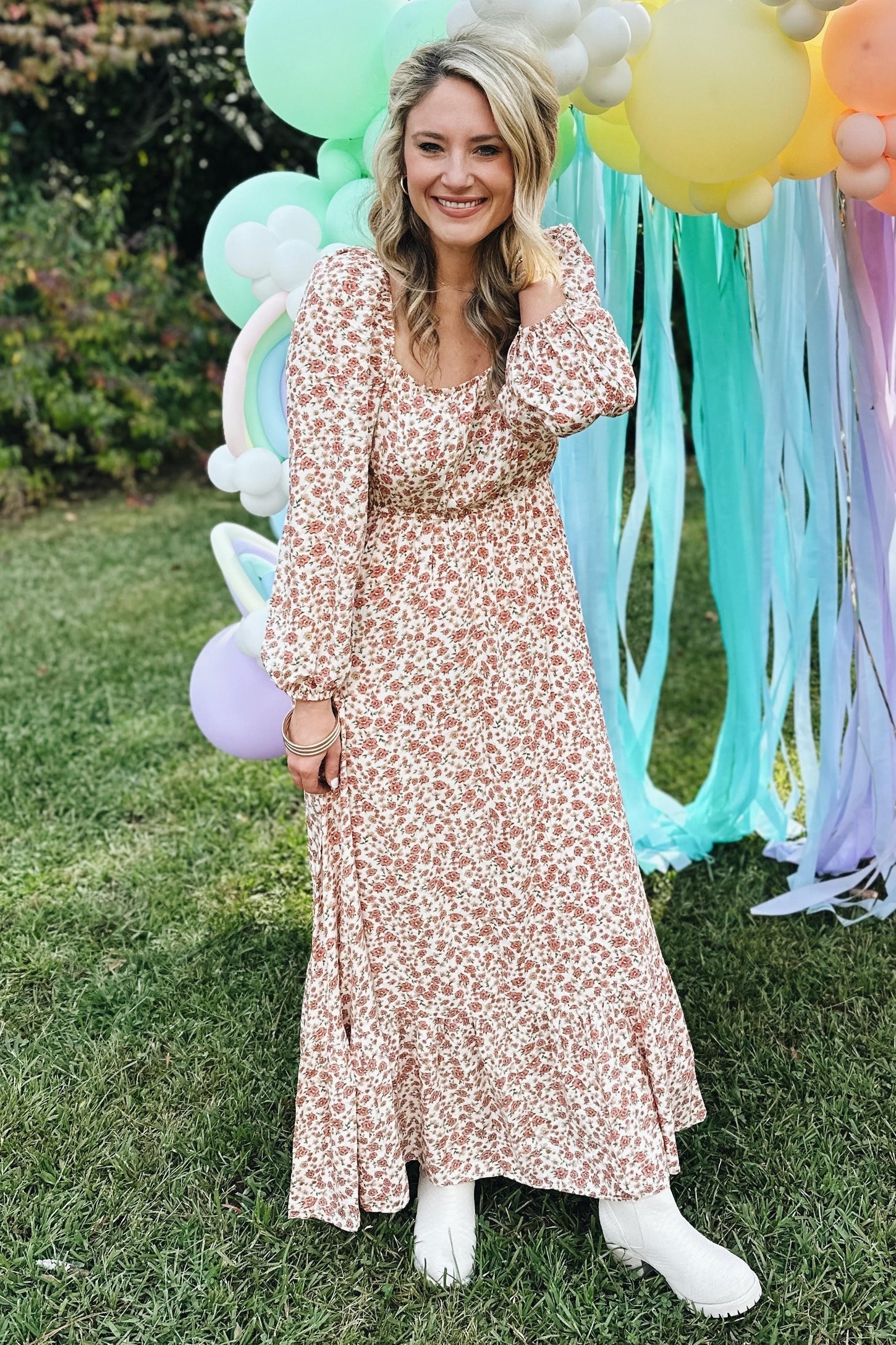 Cream Floral Square Neck Ruffle Maternity Maxi Dress Cream Floral Square Neck Ruffle Maternity Maxi Dress
