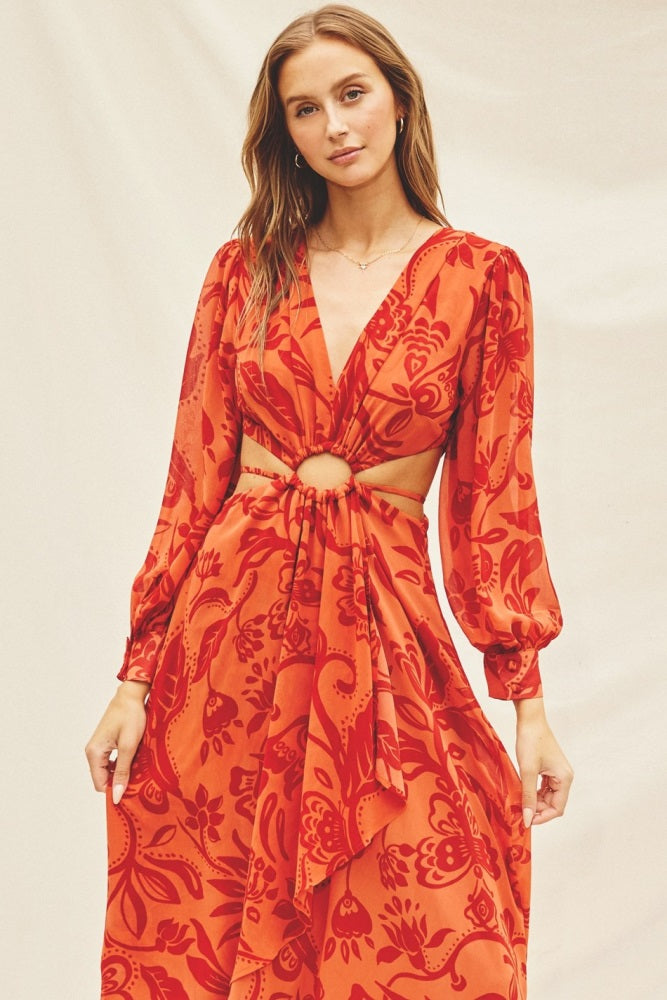 orange ring dress Orange O Ring Cutout Dress