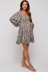 Black Floral Stripe Smocked Long Sleeve Maternity Dress – PinkBlush