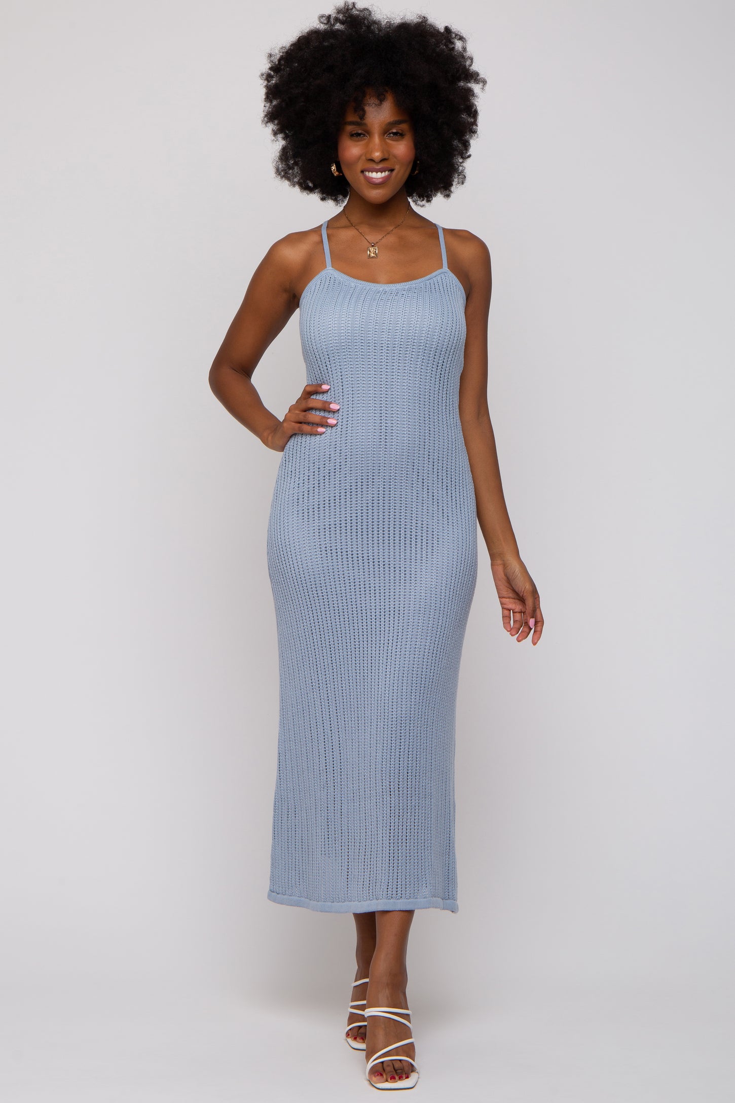 crochet midi slit dress Noa Crochet Slit Midi Dress