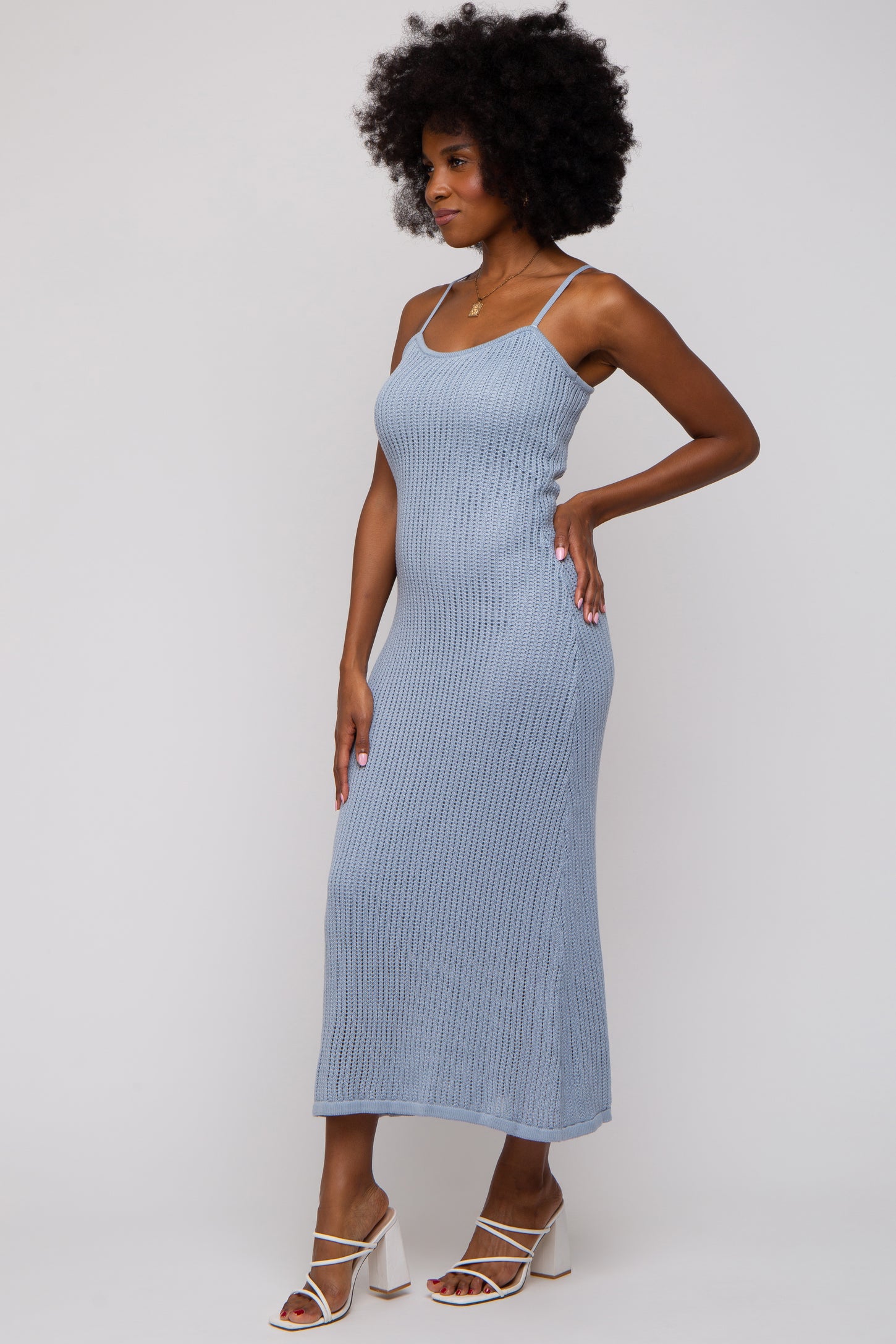 Light Blue Open Knit Crochet Midi Dress – PinkBlush Light Blue Open Knit Crochet Midi Dress – PinkBlush