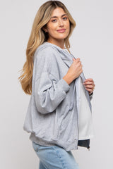 Heather Grey Zipper Hooded Jacket