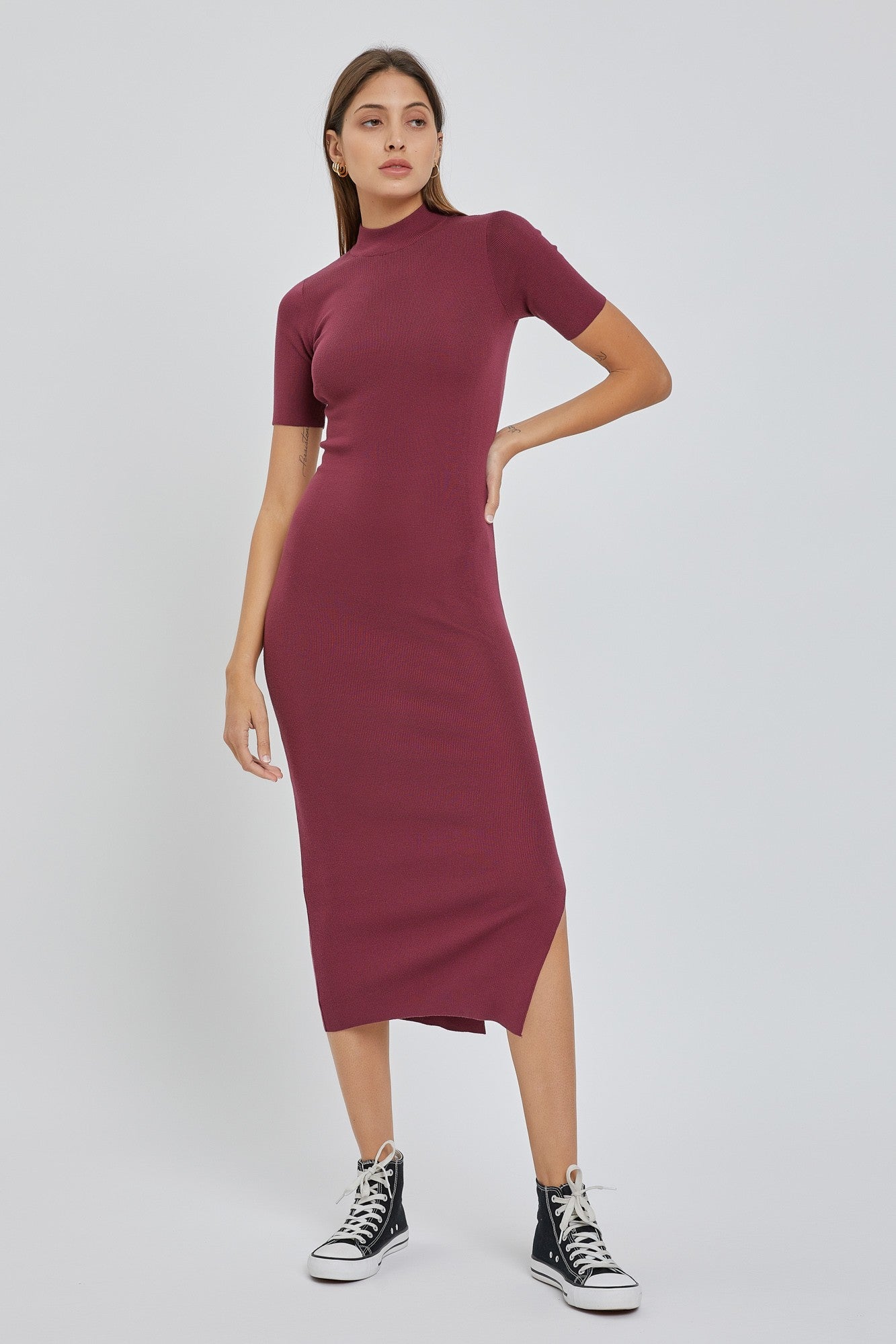 fitted mock neck midi dress Milano Midi Dress