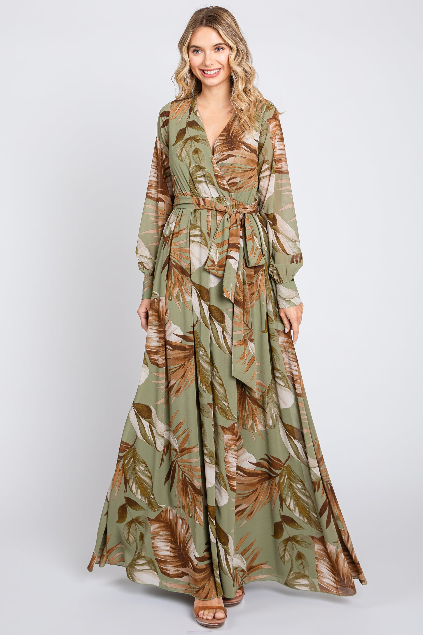 Wrap Dress Floral Print Long Sleeve Maxi Dress Olive Palm Print Chiffon Wrap Front V-Neck Long Sleeve Maxi Dress Wrap Dress Floral Print Long Sleeve Maxi Dress Olive Palm Print Chiffon Wrap Front V-Neck Long Sleeve Maxi Dress