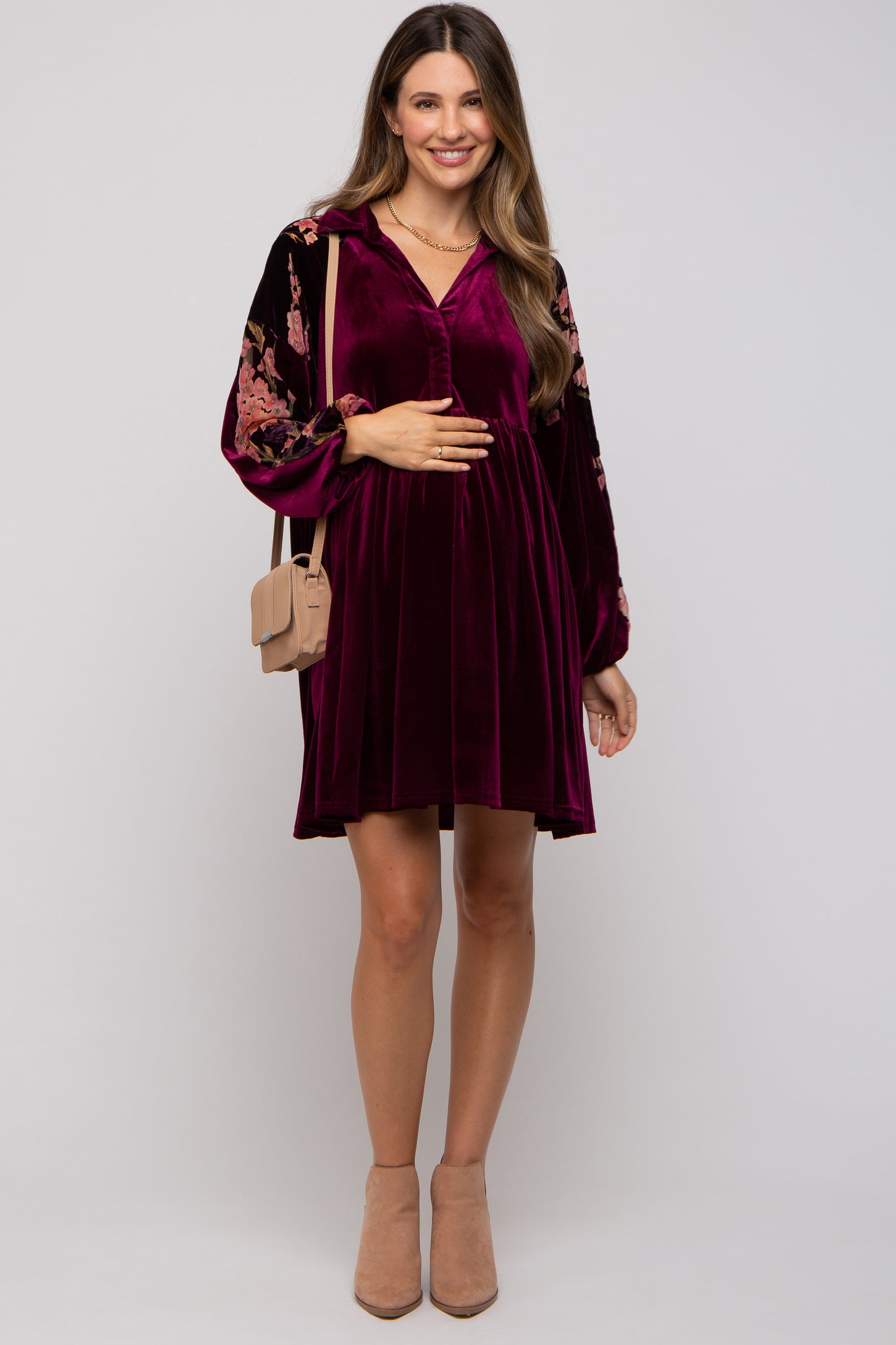 velvet long sleeve maternity dress Fabulous Blue Long Sleeve Velvet Maternity Dress