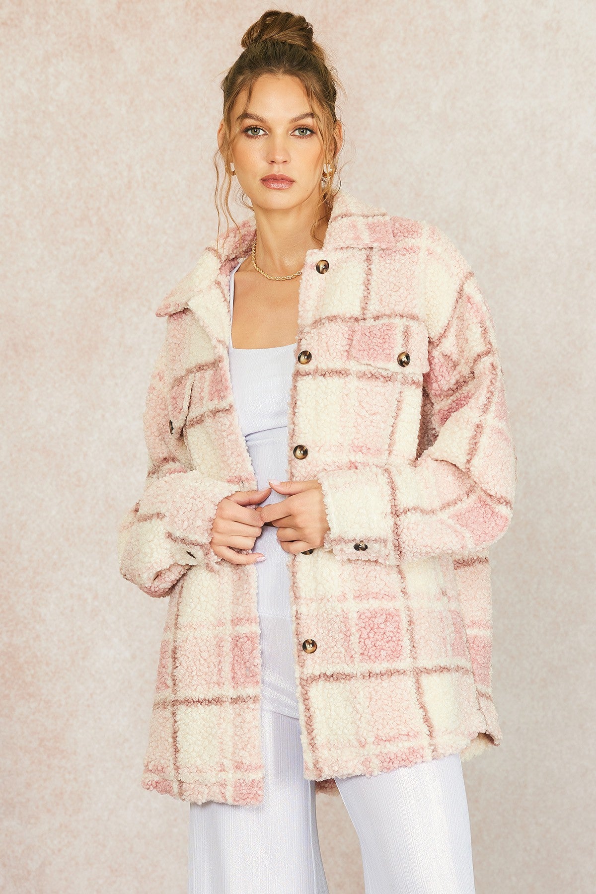 vintage pink plaid jacket womens