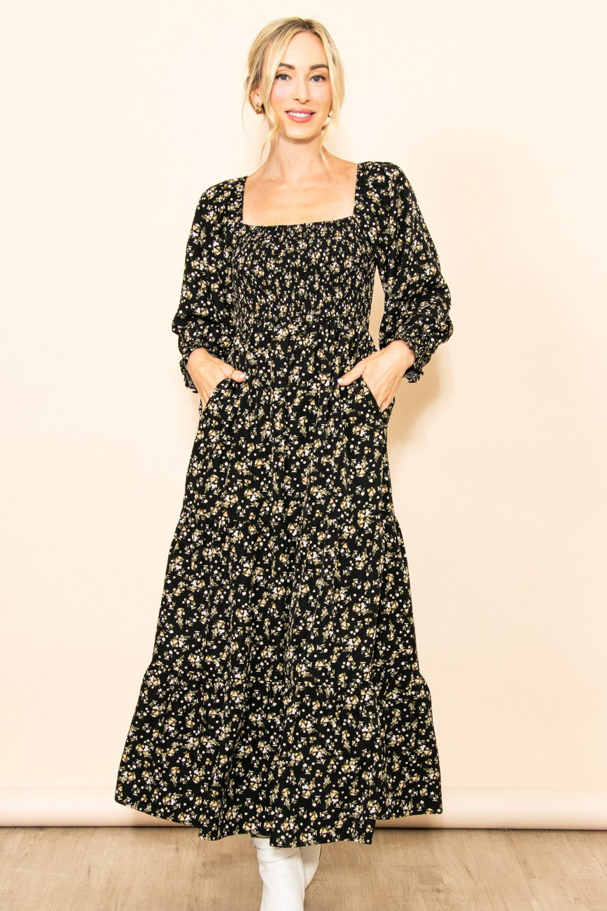 blue dress for baby girl Black Floral Ivory Maxi Dress Extra Large