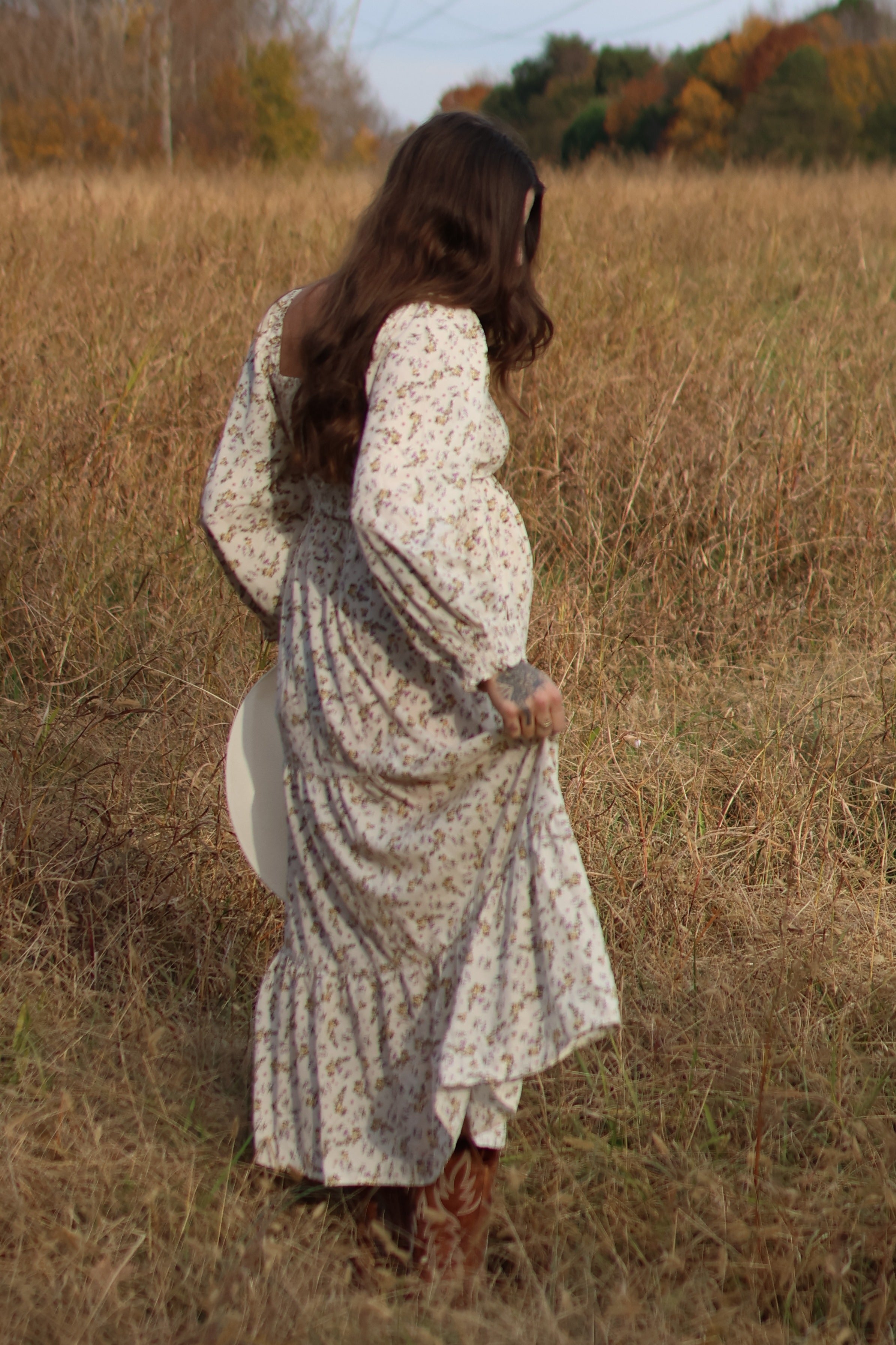 white christmas dresses Cream Dotted Macaws Long Sleeve Maxi Dress – Carrie Dunham main image 0