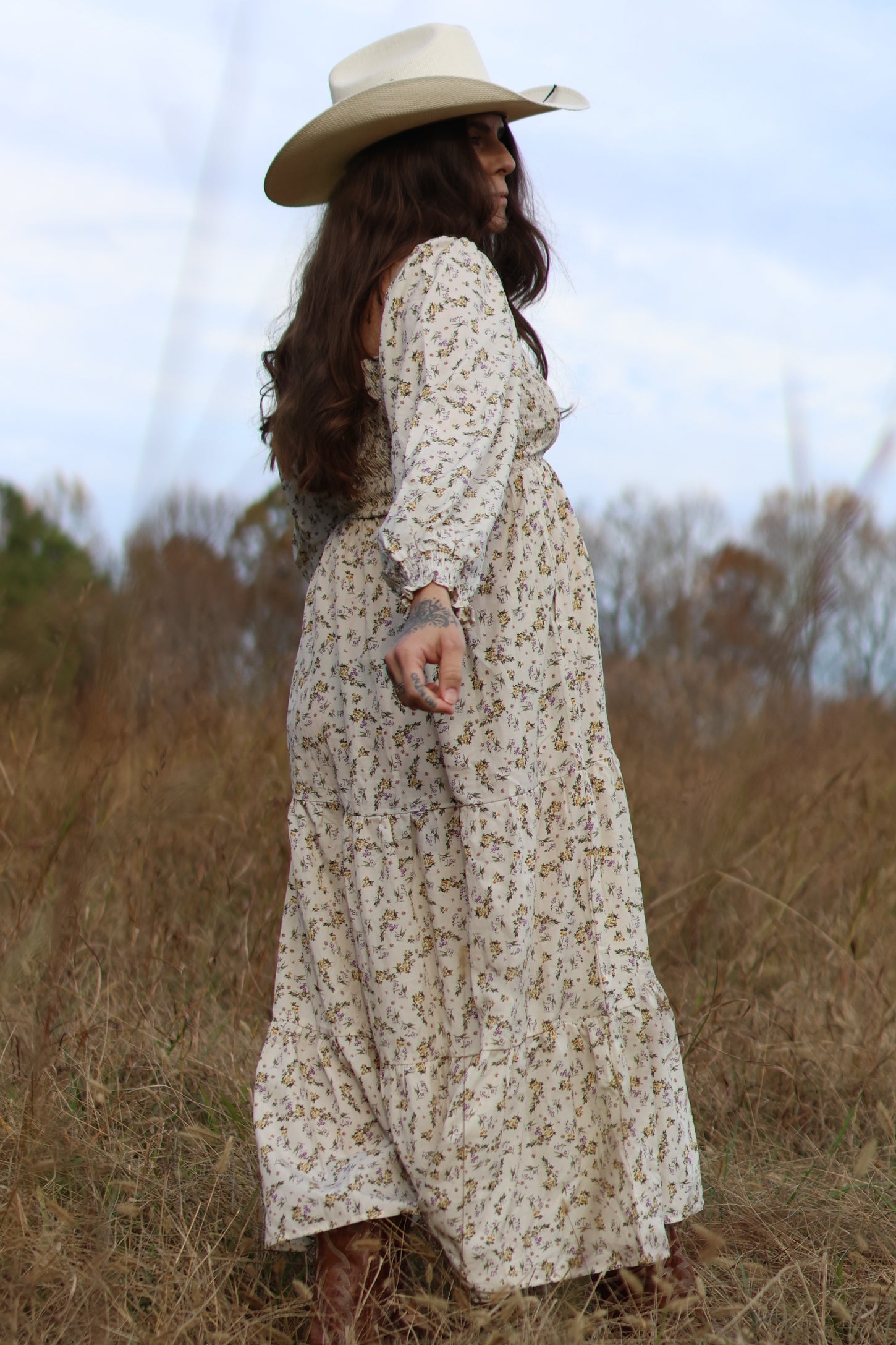 Pinkblush Cream Floral Smocked Long Sleeve Maternity Maxi Dress Pinkblush Cream Floral Smocked Long Sleeve Maternity Maxi Dress