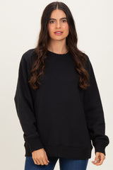 Black Pullover Maternity Terry Crewneck