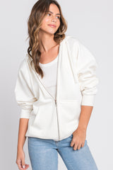 Ivory Front Zipper Hooded Sweater