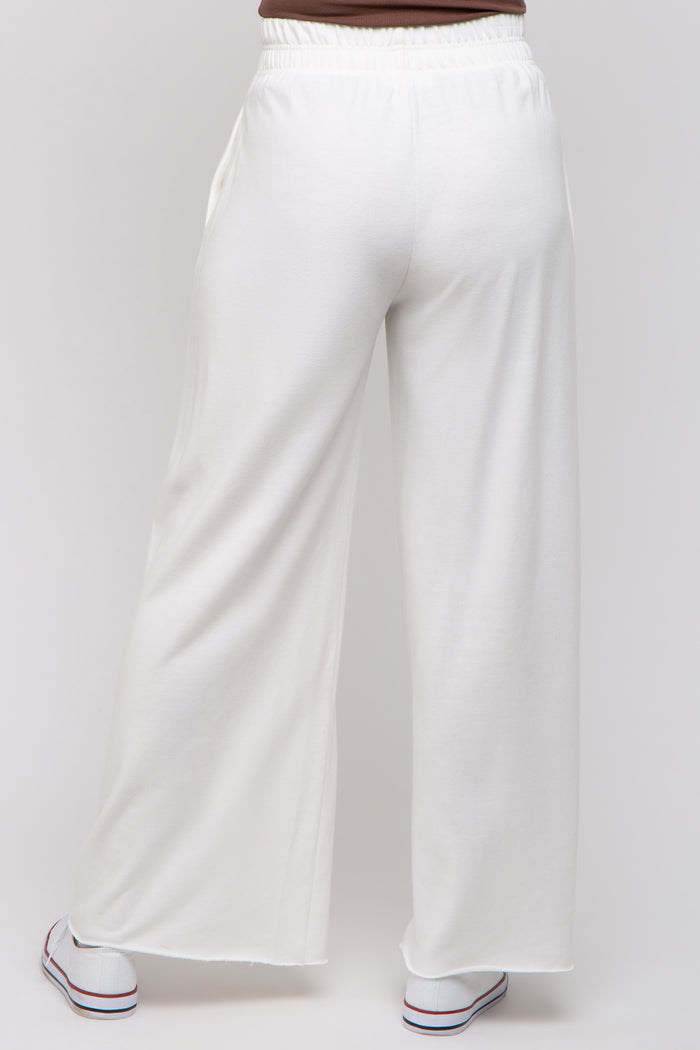 Ivory Soft Fleece Wide Leg Lounge Pants