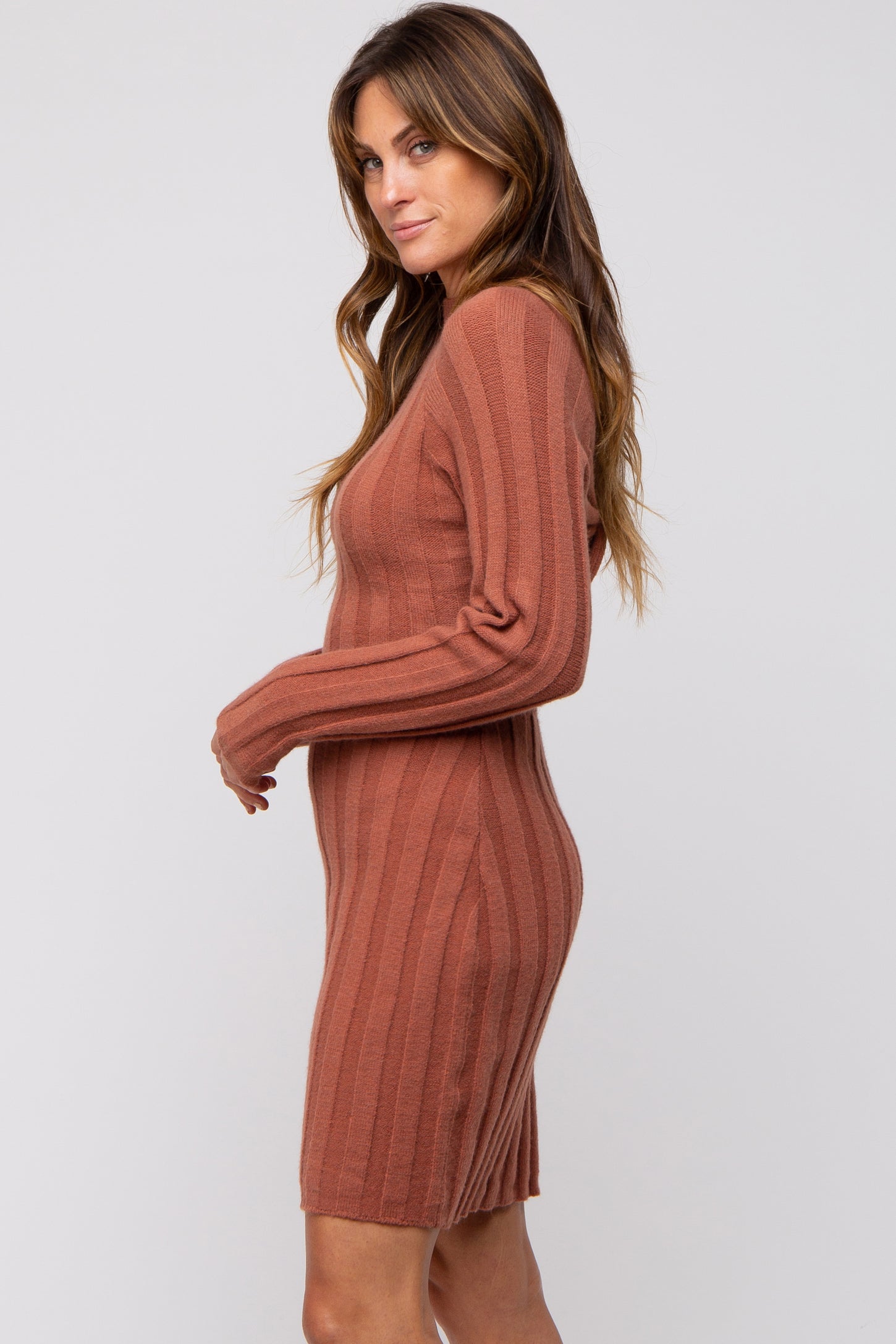 Rust Knit Cutout Back Sweater Dress Rust Knit Cutout Back Sweater Dress