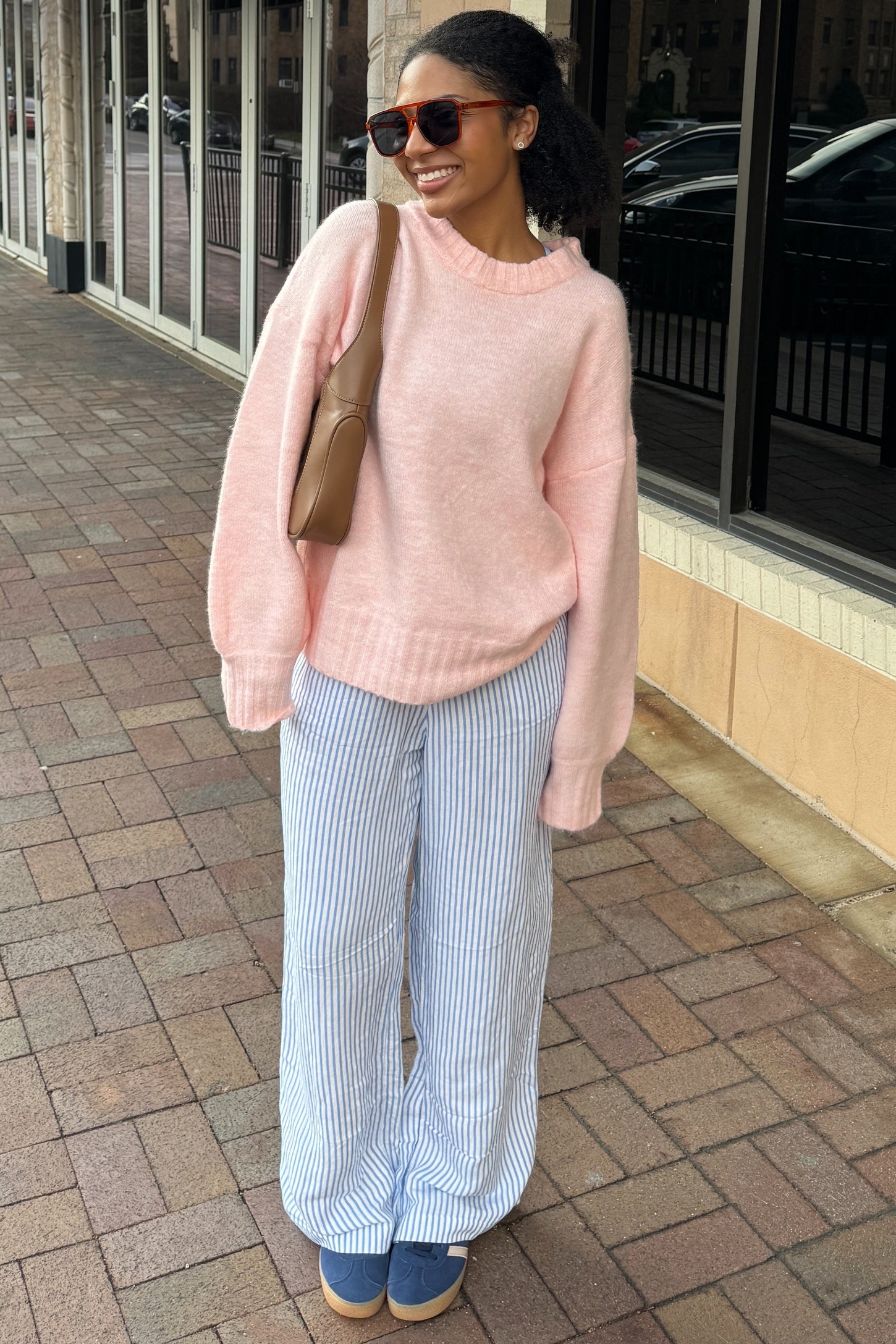 Pink Ribbed Cuff Sweater