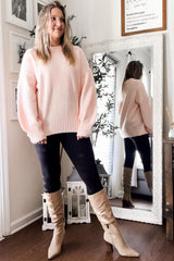 Pink Ribbed Cuff Sweater