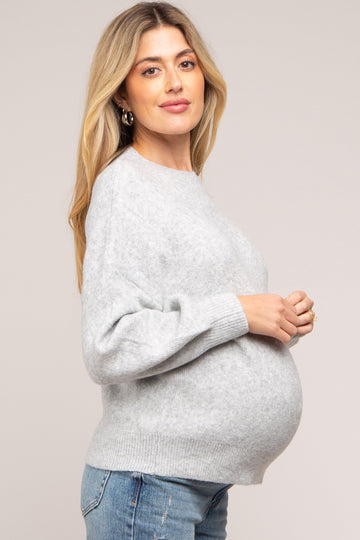 Silver Bubble Sleeve Maternity Sweater