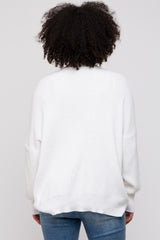 White Basic Ribbed Cardigan Sweater