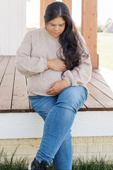 Taupe Basic Drop Shoulder Maternity Sweater