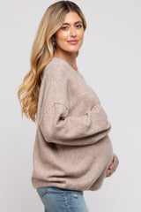 Taupe Basic Drop Shoulder Maternity Sweater