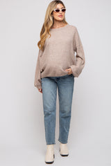 Taupe Basic Drop Shoulder Maternity Sweater