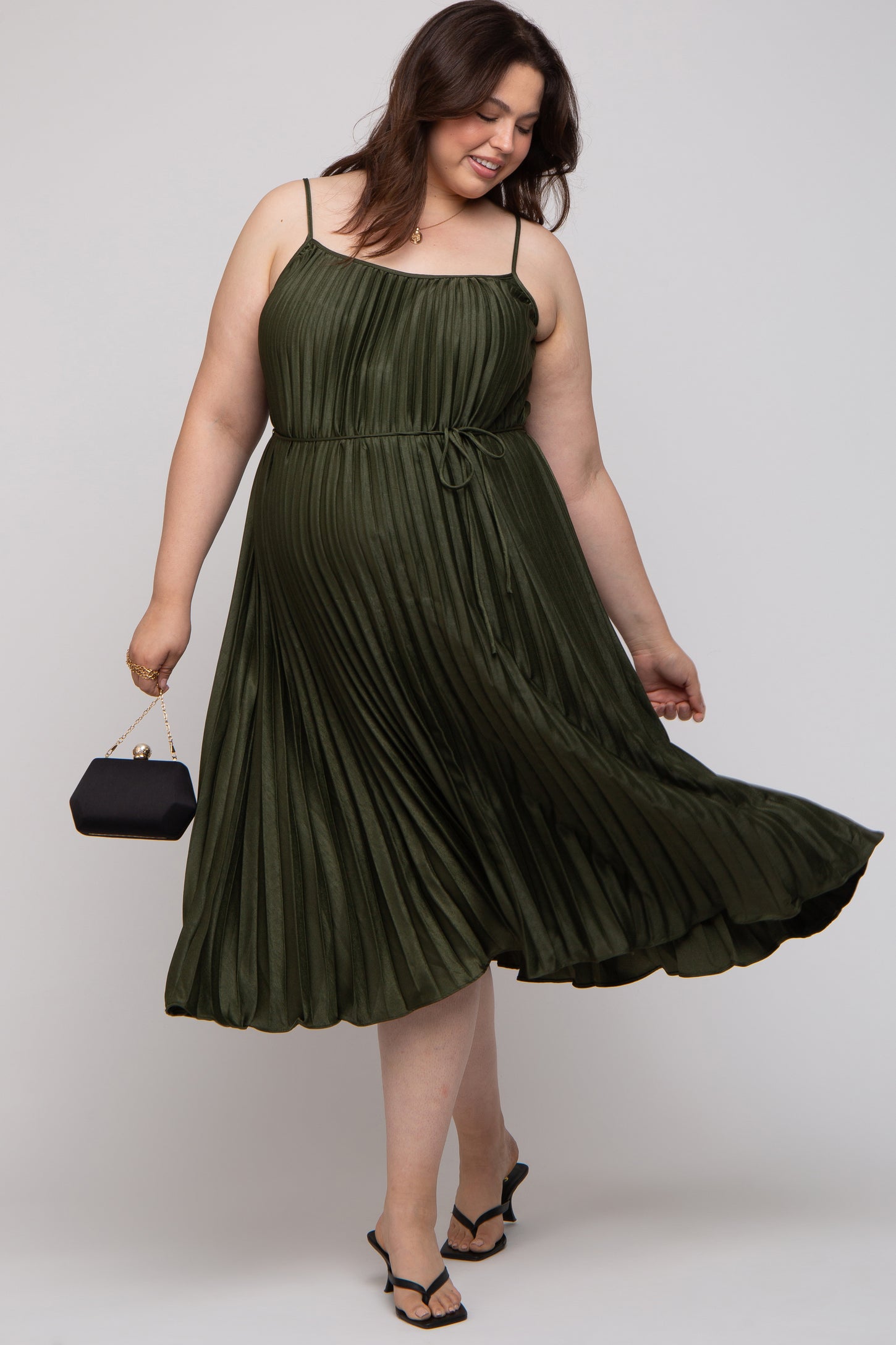 Forest Green Pleated Sleeveless Waist Tie Maternity Plus Maxi Dress PinkBlush Forest Green Pleated Sleeveless Waist Tie Maternity Plus Maxi Dress PinkBlush