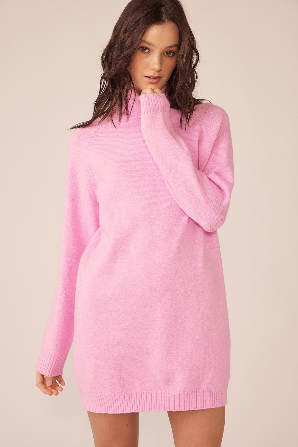 Pink Knit Long Sleeve Turtleneck Sweater Dress – PinkBlush