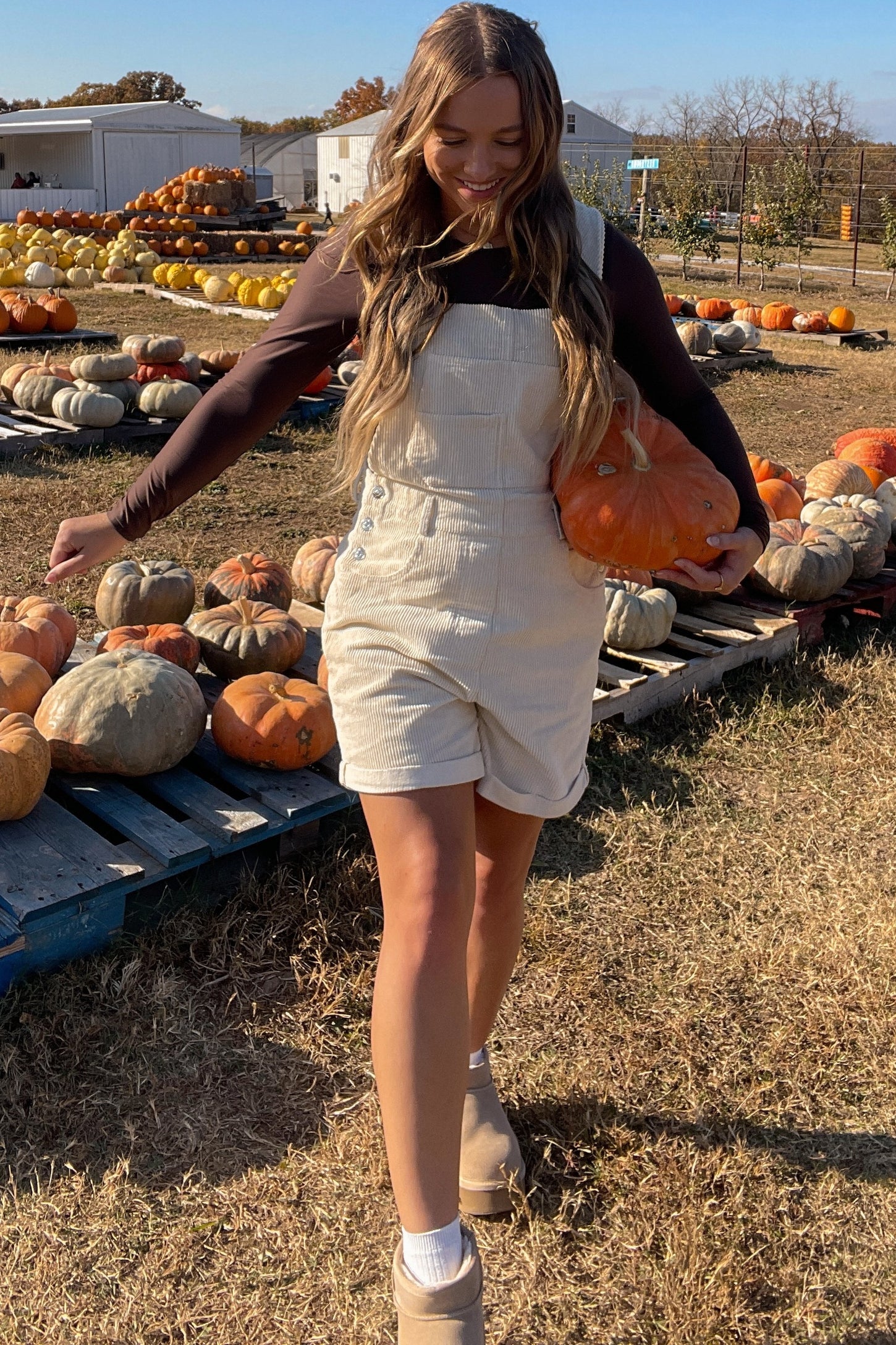Cream Corduroy Short Overalls PinkBlush Cream Corduroy Short Overalls PinkBlush
