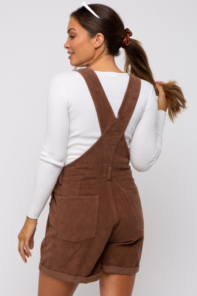 Mocha Corduroy Maternity Short Overalls – PinkBlush
