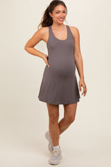 Mocha Tennis Racerback Maternity Romper Dress