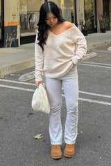 Ivory Fuzzy Soft Knit Sweater